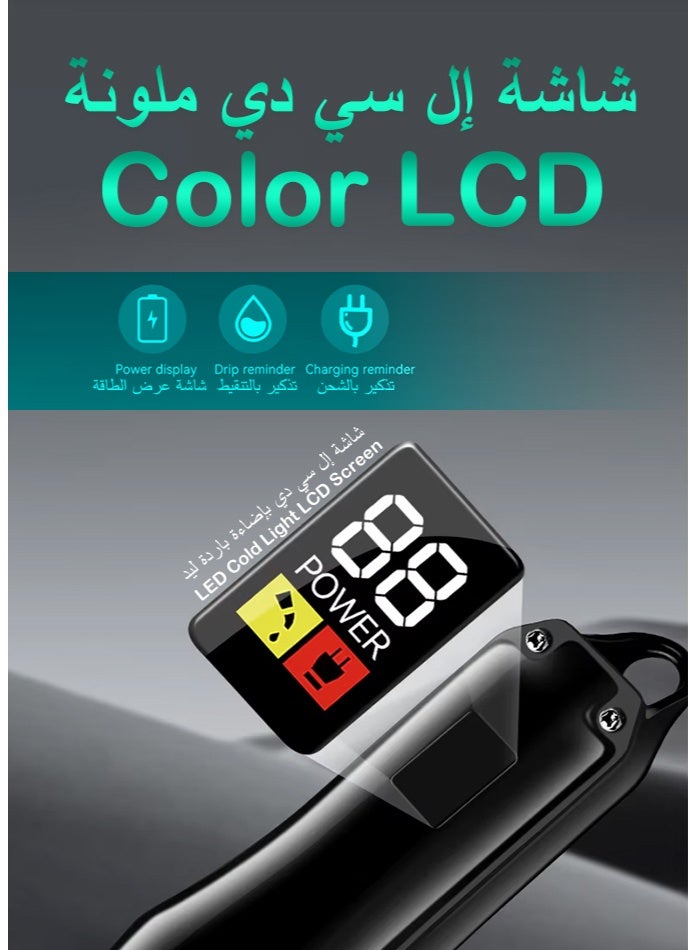 MDSERTOP TOP63 Professional Cordless Hair Clipper | High-Carbon Steel Blade & LCD Display | 2000mAh Long Runtime Trimmer with Taper Lever | Home Grooming Machine - Image 3